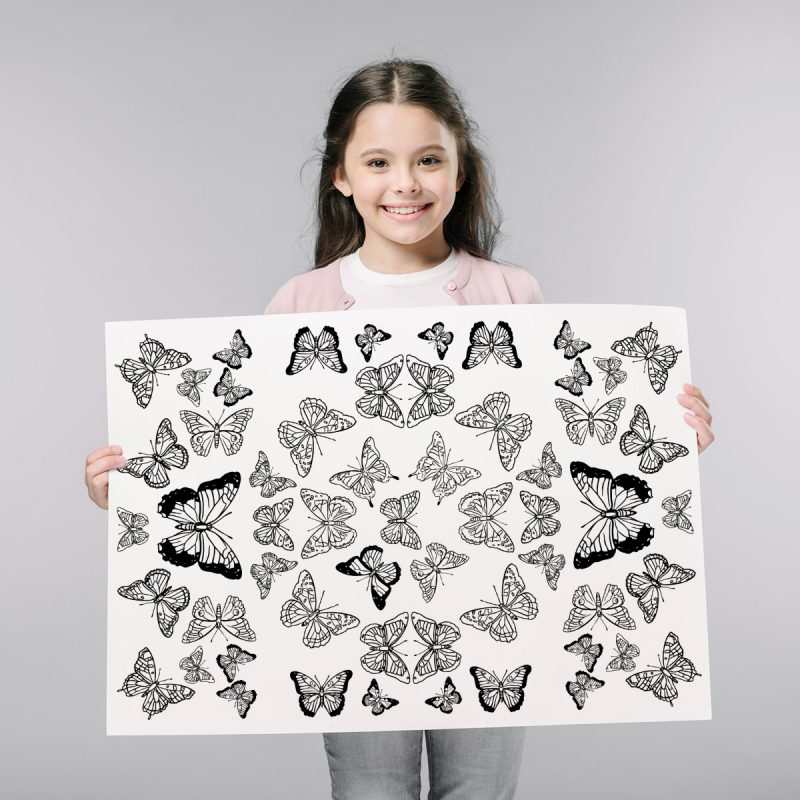 poster géant ou dessins a coloriser sur des papillons. Impression à la maison ou fichier numérique