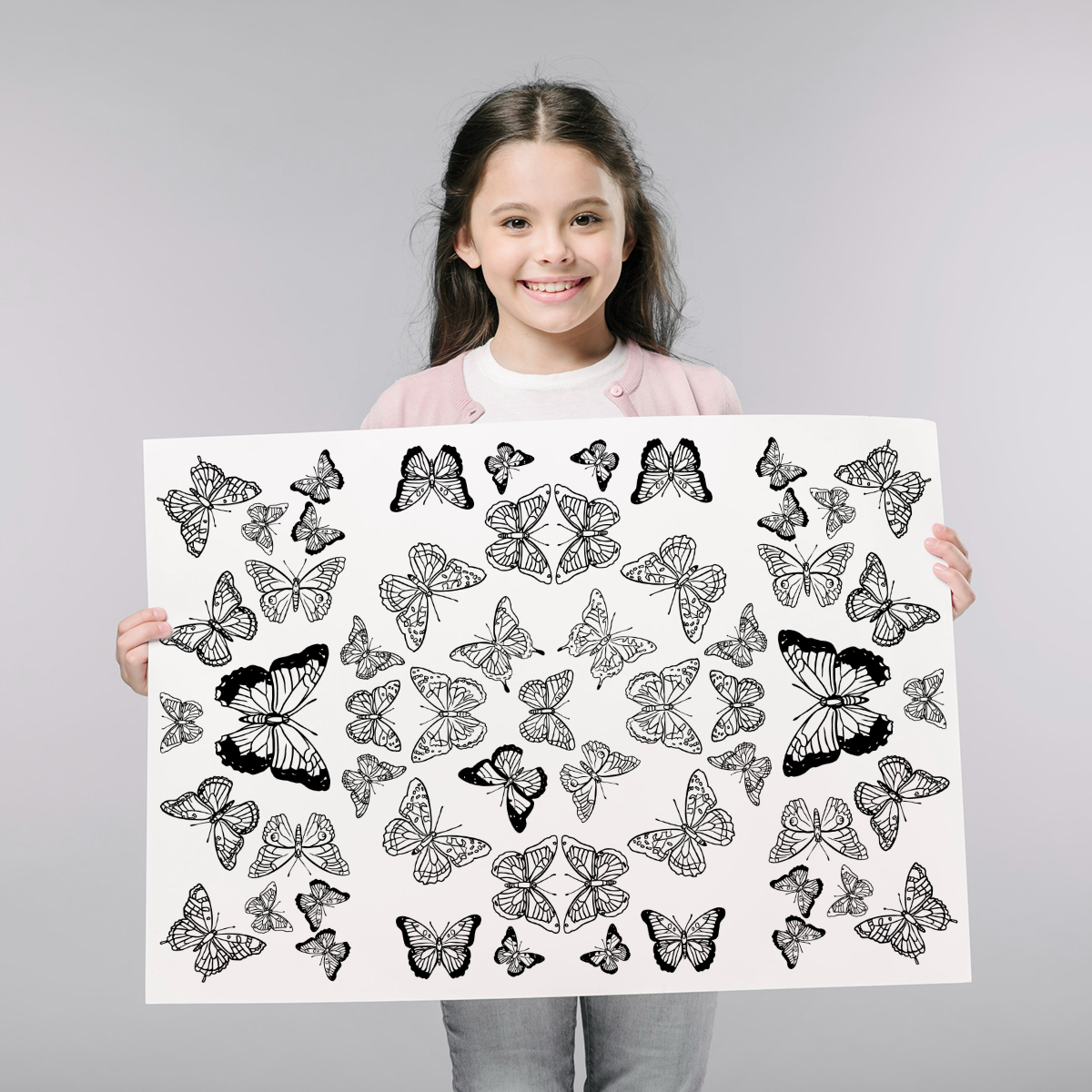 poster géant ou dessins a coloriser sur des papillons. Impression à la maison ou fichier numérique