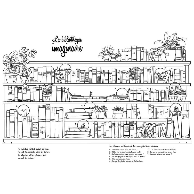 dessins bibliothèque imaginaire à colorier jeux interactif